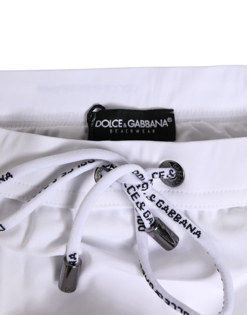 Dolce & Gabbana White Drawstring Men Beachwear Brief Swimwear